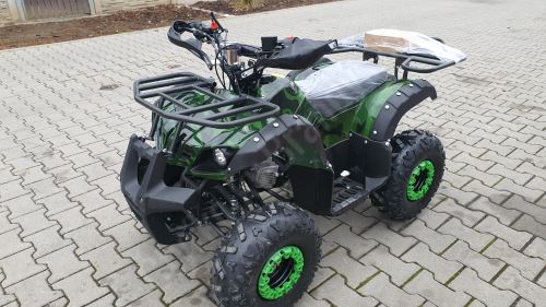 Dětská čtyřtaktní čtyřkolka ATV Toronto 125ccm, 1 rych. poloaut, 7 kola, zelený maskáč