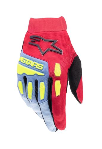 Rukavice dětské FULL BORE, ALPINESTARS,(světle modrá/červená/žlutá fluo/černá) vel.S